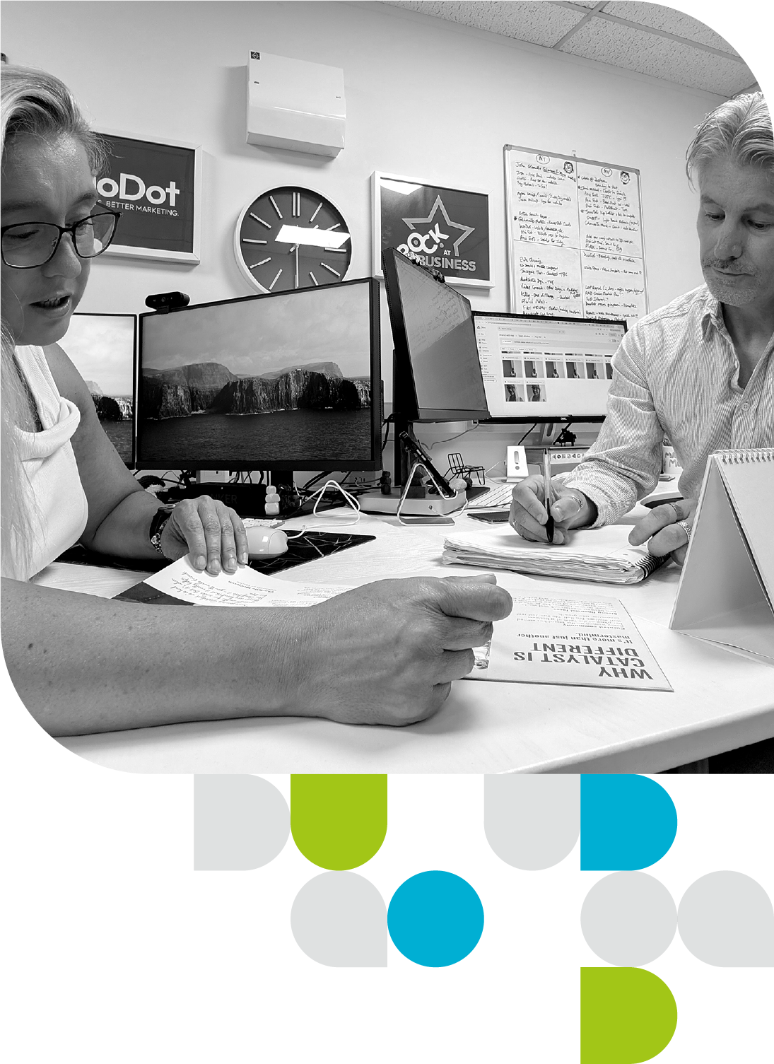 Maggie and Mark discussing goals during a Business Growth Session