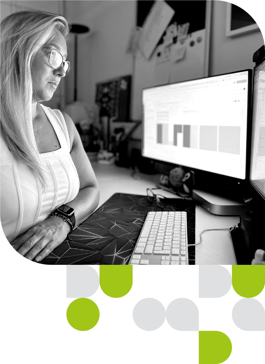 Maggie working on a small business marketing project at DuoDot